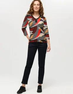 Christine Laure T-shirts|Hauts*T-shirt gris rouge motifs