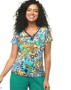 Christine Laure T-shirts|Hauts*T-shirt imprimé bleu