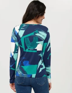 Christine Laure T-shirts|Hauts*T-shirt imprimé bleu vert