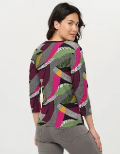 Christine Laure T-shirts|Hauts*T-shirt kaki rose motifs