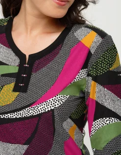 Christine Laure T-shirts|Hauts*T-shirt kaki rose motifs