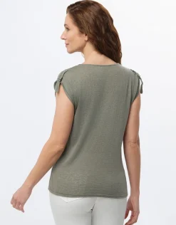 Christine Laure T-shirts|Hauts*T-shirt kaki strass