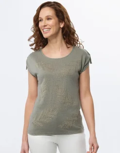 Christine Laure T-shirts|Hauts*T-shirt kaki strass