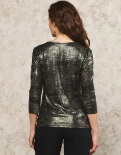 Christine Laure Hauts|T-shirts*T-Shirt lamé doré