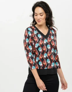 Christine Laure T-shirts|Hauts*T-shirt noir à motifs