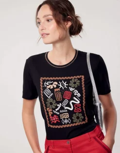 Christine Laure T-shirts|Hauts*T-shirt noir sérigraphie