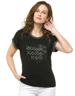 Christine Laure T-shirts|Hauts*T-shirt noir strass