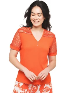 Christine Laure Chemisiers & Blouses|Hauts*T-shirt orange créponné