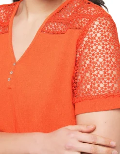 Christine Laure Chemisiers & Blouses|Hauts*T-shirt orange créponné