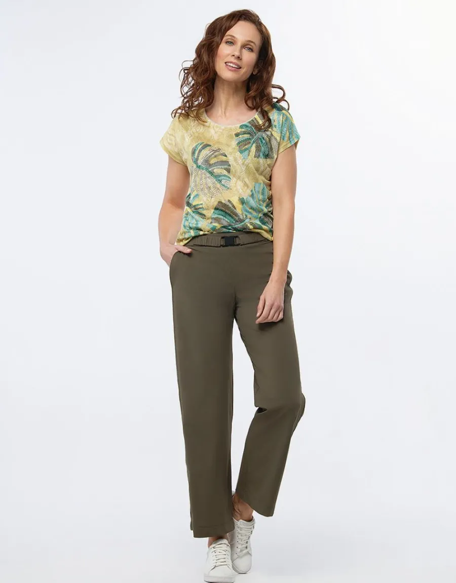 Christine Laure T-shirts|Hauts*T-shirt vert anis motif