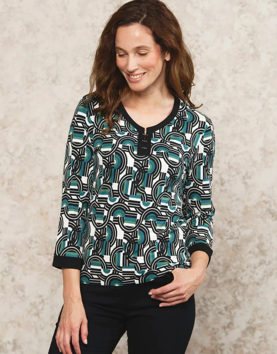 Christine Laure T-shirts|Hauts*T-shirt vert noir motif