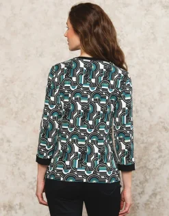 Christine Laure T-shirts|Hauts*T-shirt vert noir motif