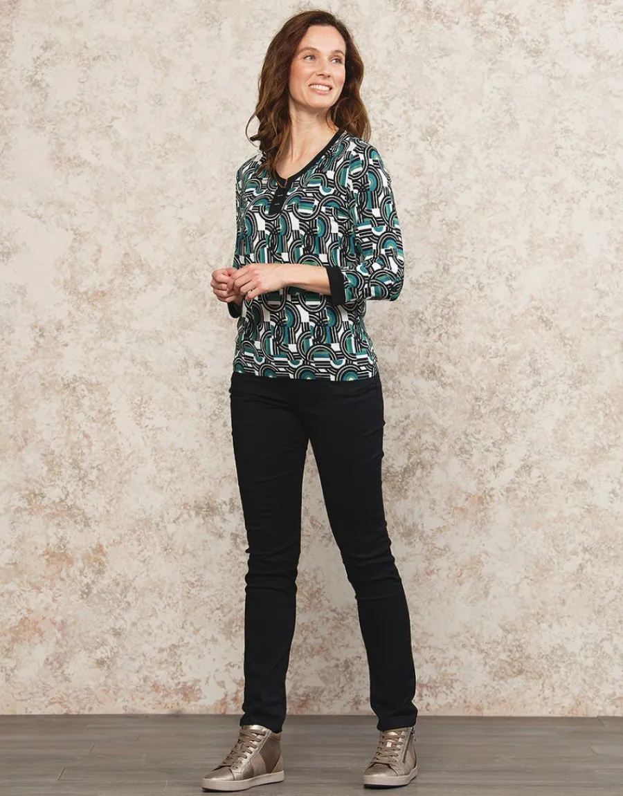 Christine Laure T-shirts|Hauts*T-shirt vert noir motif