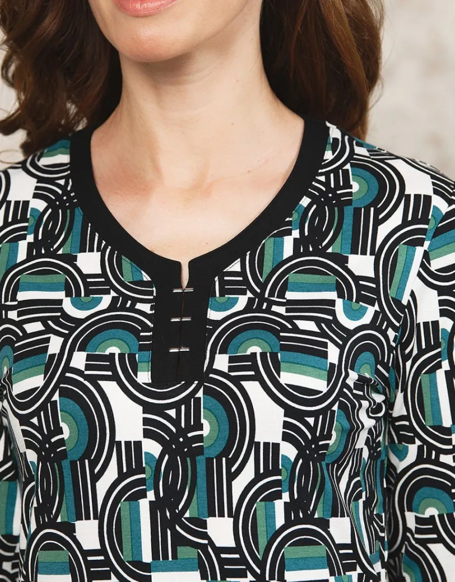 Christine Laure T-shirts|Hauts*T-shirt vert noir motif