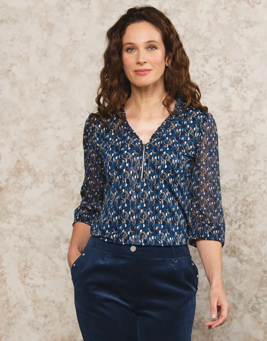 Christine Laure T-shirts|Hauts*T-shirt voile bleu motif