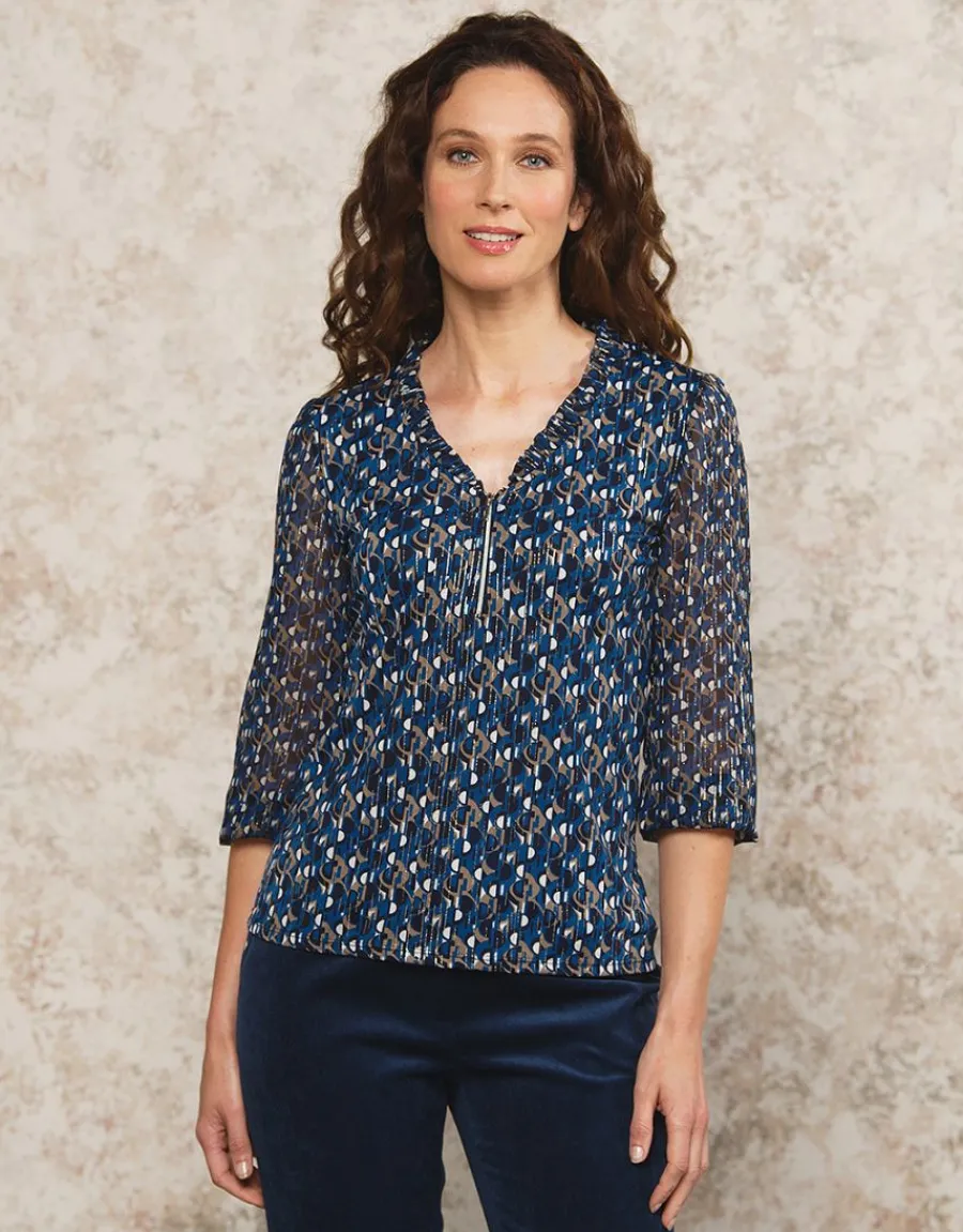 Christine Laure T-shirts|Hauts*T-shirt voile bleu motif