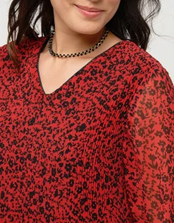 Christine Laure Chemisiers & Blouses|Hauts*Tunique plissée rouge