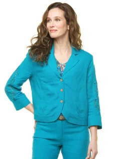 Christine Laure Habillées|Vestes*Veste 100% lin bleu