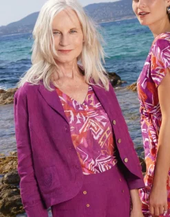 Christine Laure Habillées|Vestes*Veste 100% lin violet