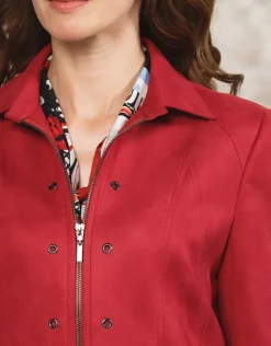 Christine Laure Habillées|Vestes*Veste aspect daim rouge