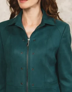 Christine Laure Habillées|Vestes*Veste aspect suédine vert