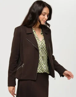 Christine Laure Habillées|Vestes*Veste bi-matière marron