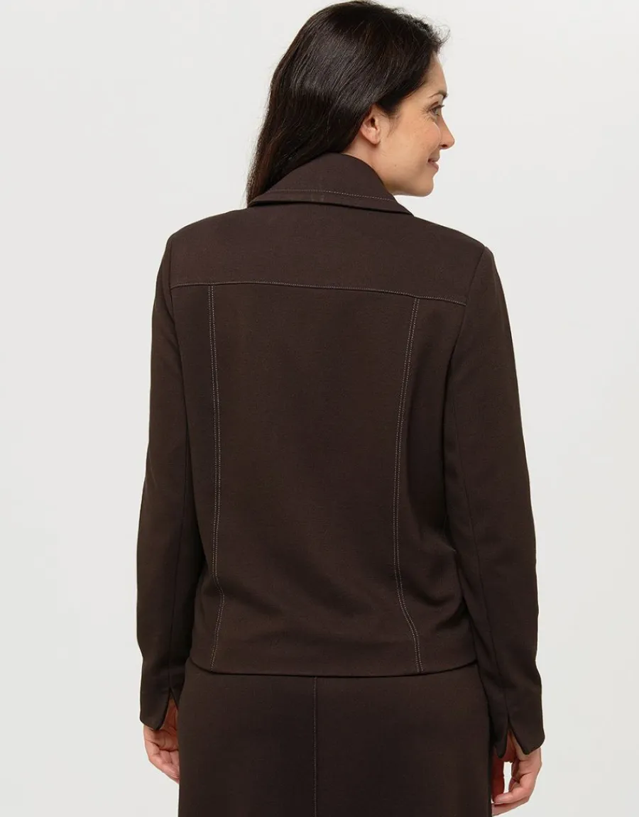 Christine Laure Habillées|Vestes*Veste bi-matière marron