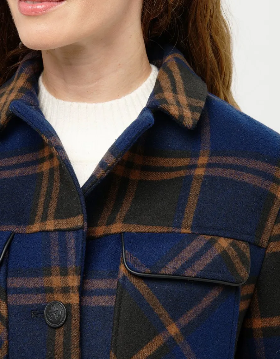 Christine Laure Casual|Vestes*Veste carreaux bleu laine