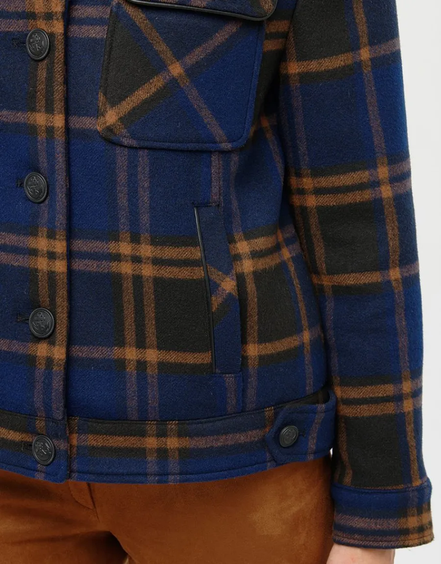 Christine Laure Casual|Vestes*Veste carreaux bleu laine