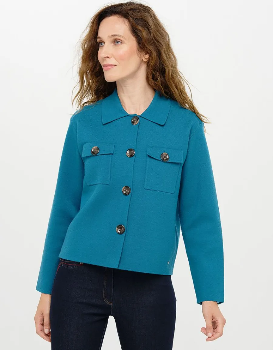 Christine Laure Casual|Vestes*Veste courte maille bleu