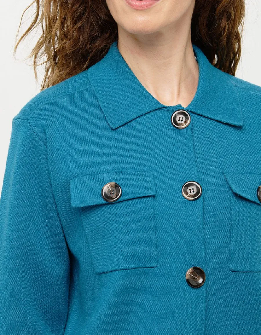 Christine Laure Casual|Vestes*Veste courte maille bleu