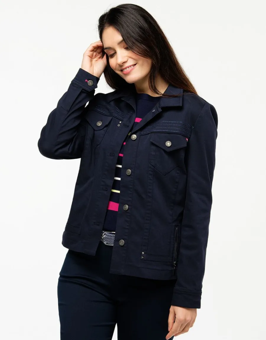 Christine Laure Casual|Vestes*Veste courte marine coton