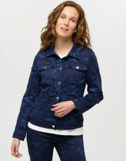 Christine Laure Casual|Vestes*Veste jean bleu fleurs