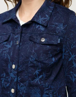 Christine Laure Casual|Vestes*Veste jean bleu fleurs