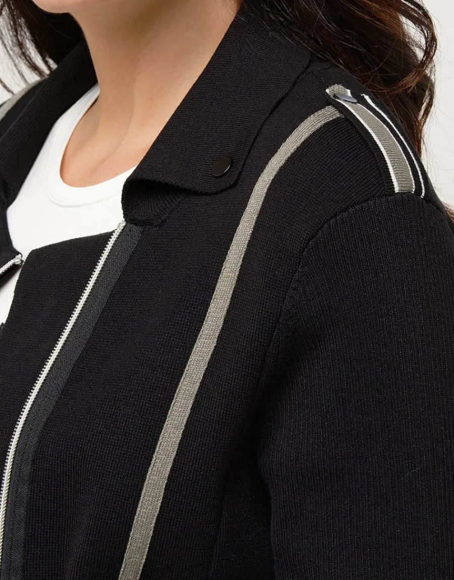 Christine Laure Gilets|Maille*Veste noire zippée