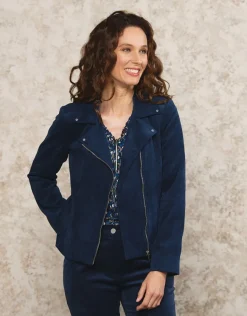 Christine Laure Vestes|Habillées*Veste velours côtelé bleu