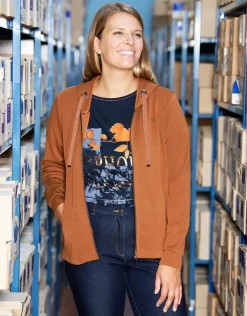 Christine Laure Gilets|Maille*Veste zippée camel